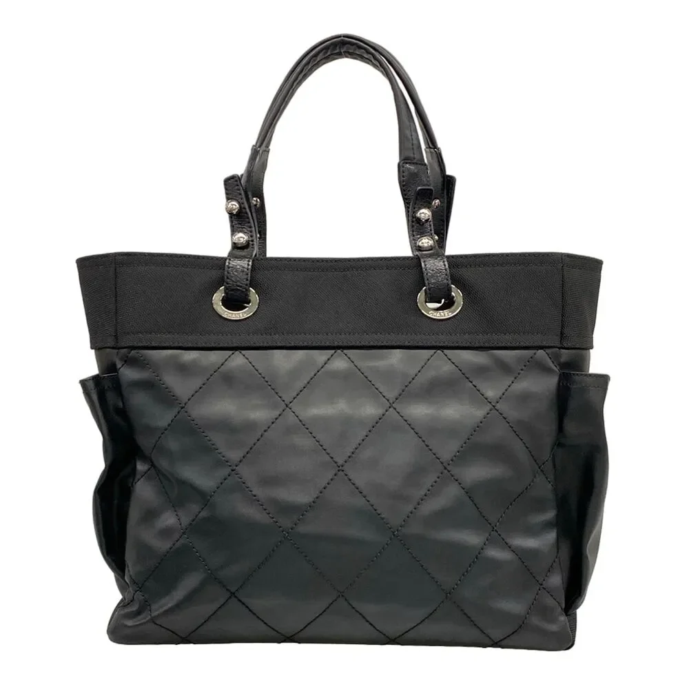 Chanel Paris Biarritz Tote GM Handbag Coated Canvas Nylon Leather